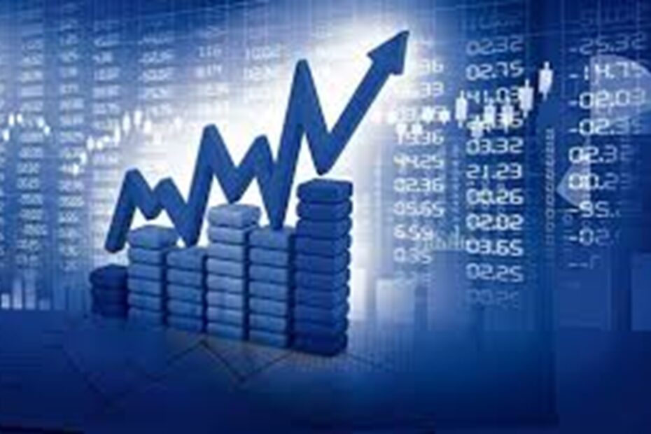 "Stock market display with rising and falling graphs, indicating market performance."