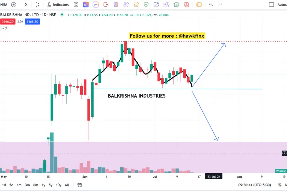 Balakrishna Industries stock chart analysis at support level.